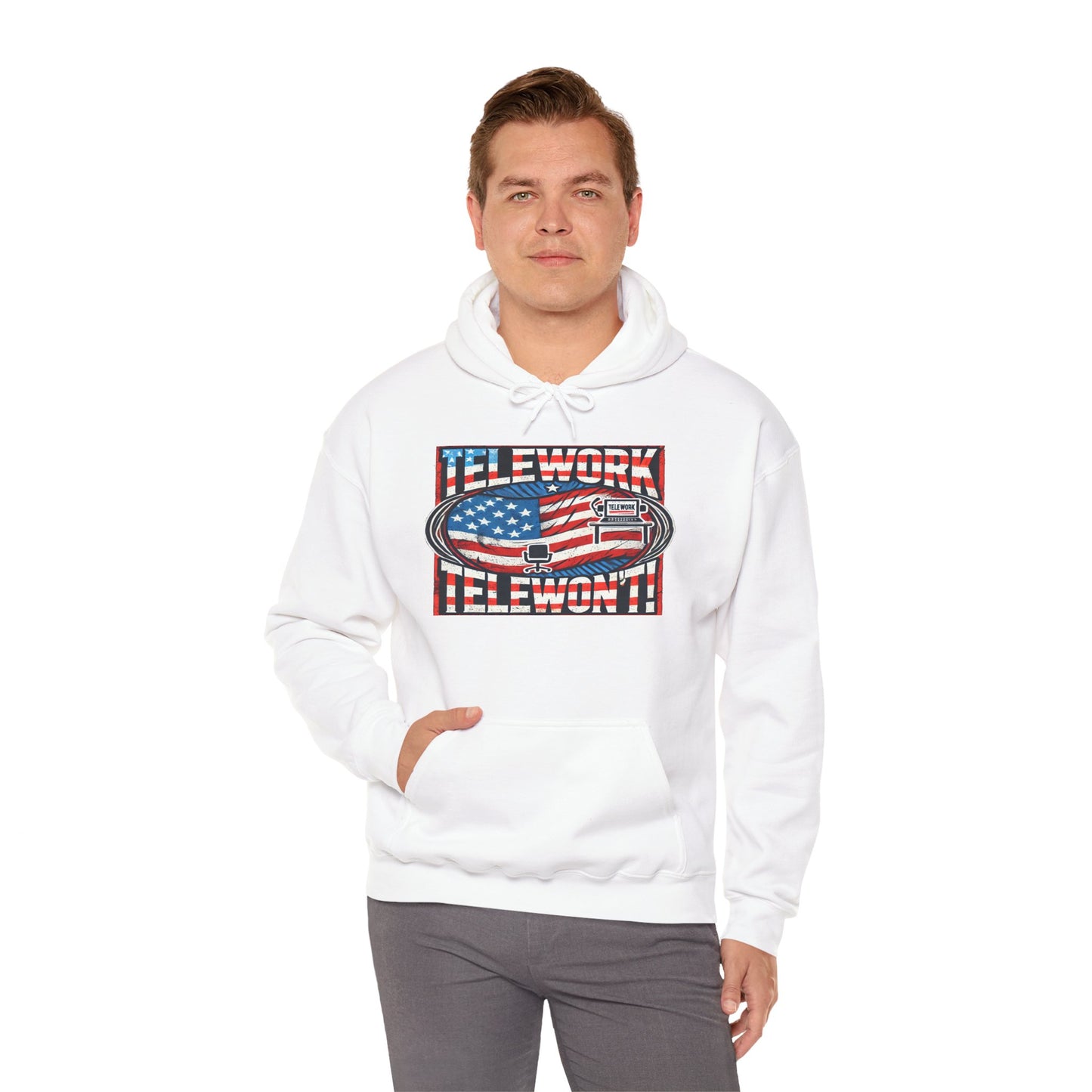 "Telework-Telewon't" Unisex Heavy Blend™ Hooded Sweatshirt