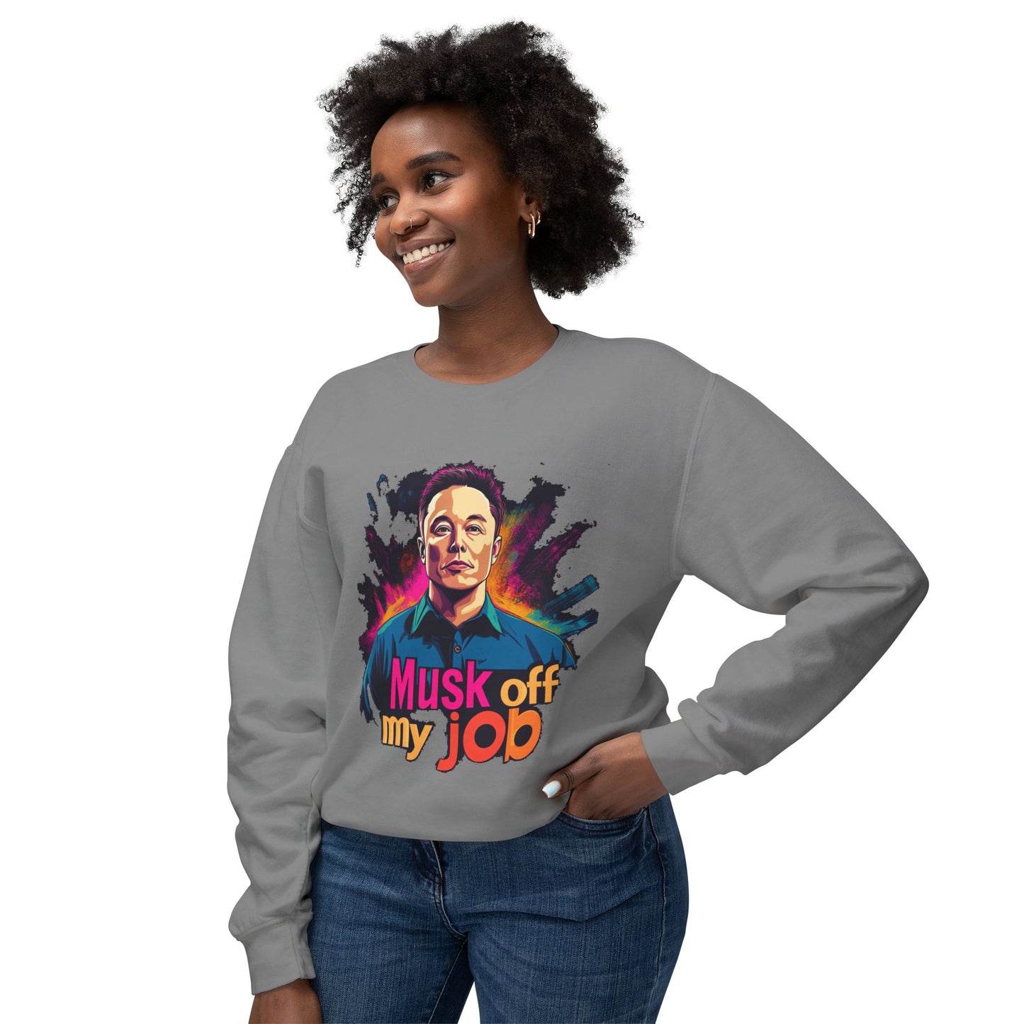 'Musk Off My Job" Unisex Lightweight Crewneck Sweatshirt