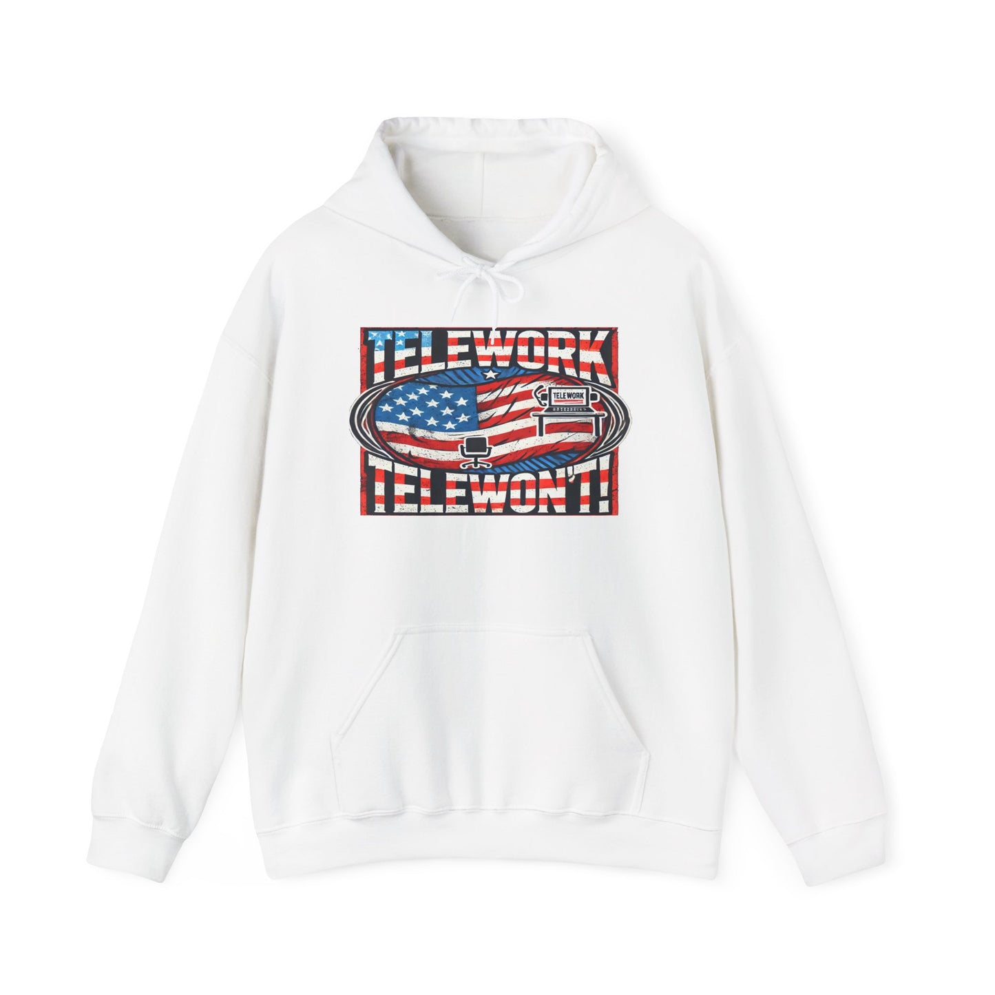 "Telework-Telewon't" Unisex Heavy Blend™ Hooded Sweatshirt