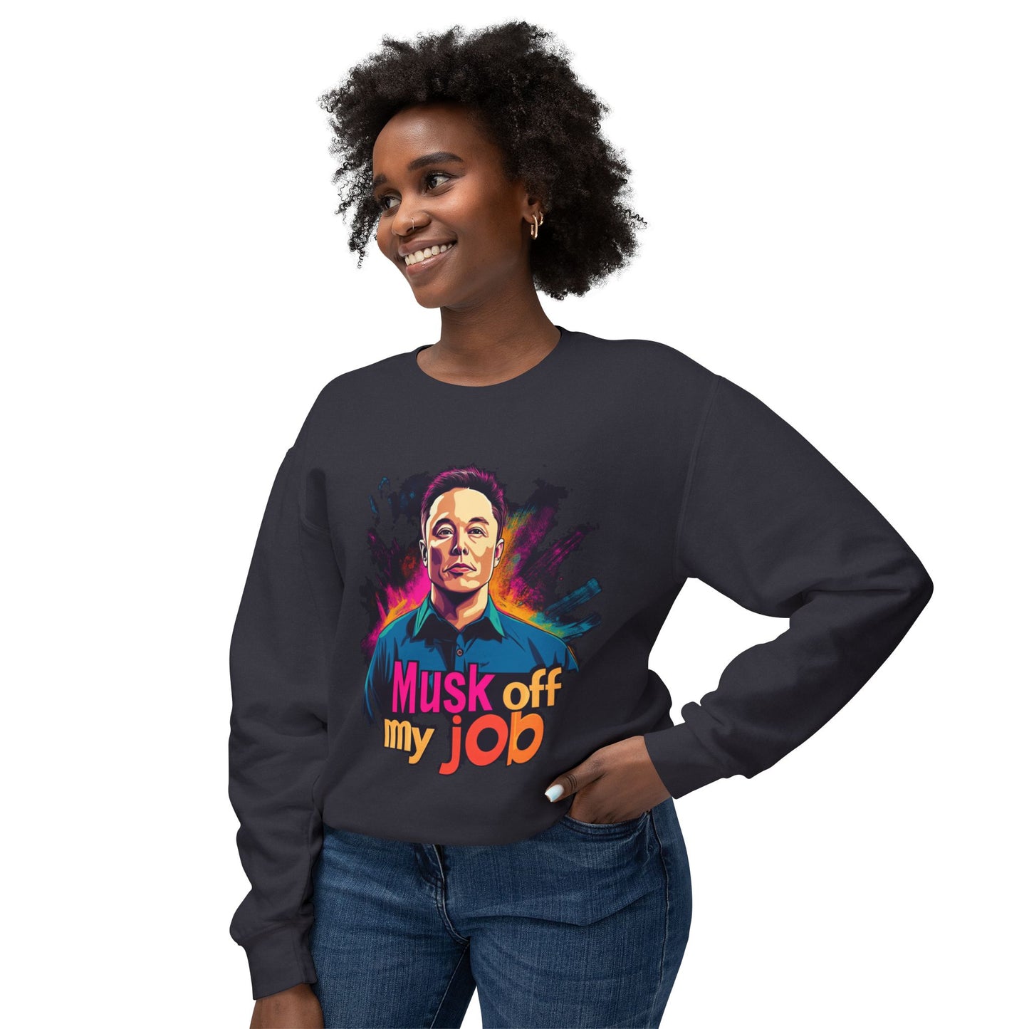 'Musk Off My Job" Unisex Lightweight Crewneck Sweatshirt