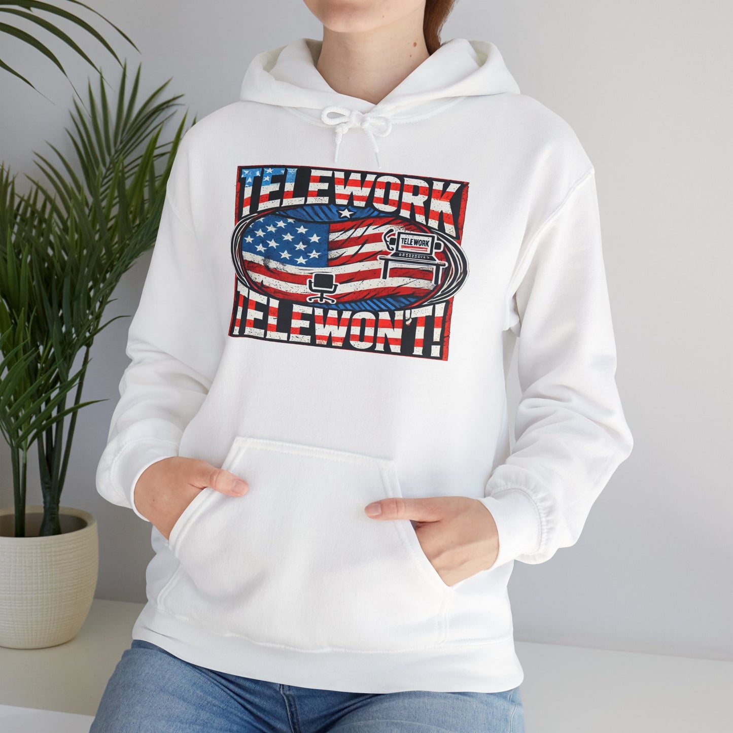 "Telework-Telewon't" Unisex Heavy Blend™ Hooded Sweatshirt