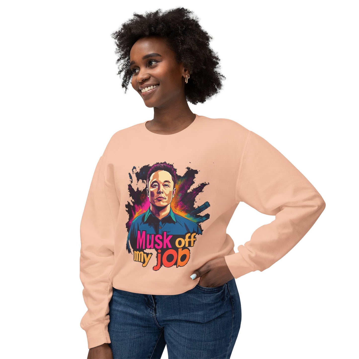 'Musk Off My Job" Unisex Lightweight Crewneck Sweatshirt