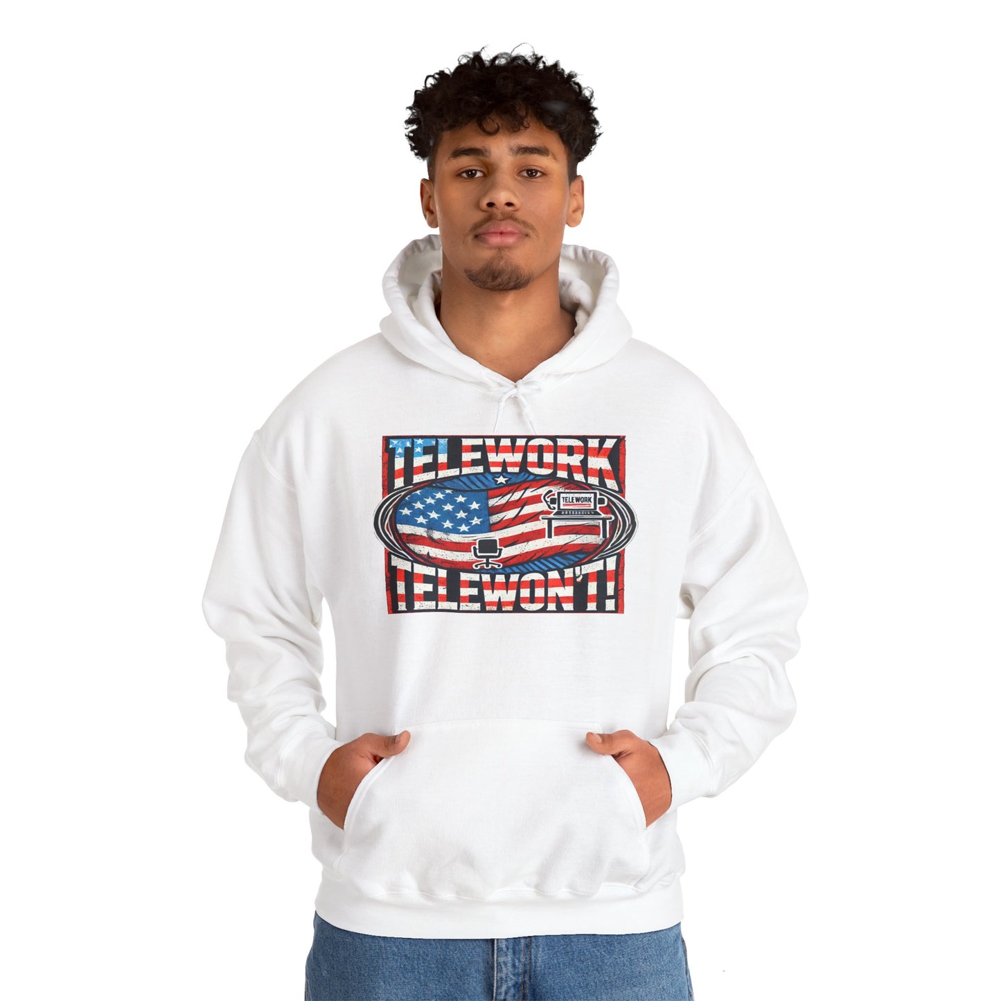 "Telework-Telewon't" Unisex Heavy Blend™ Hooded Sweatshirt